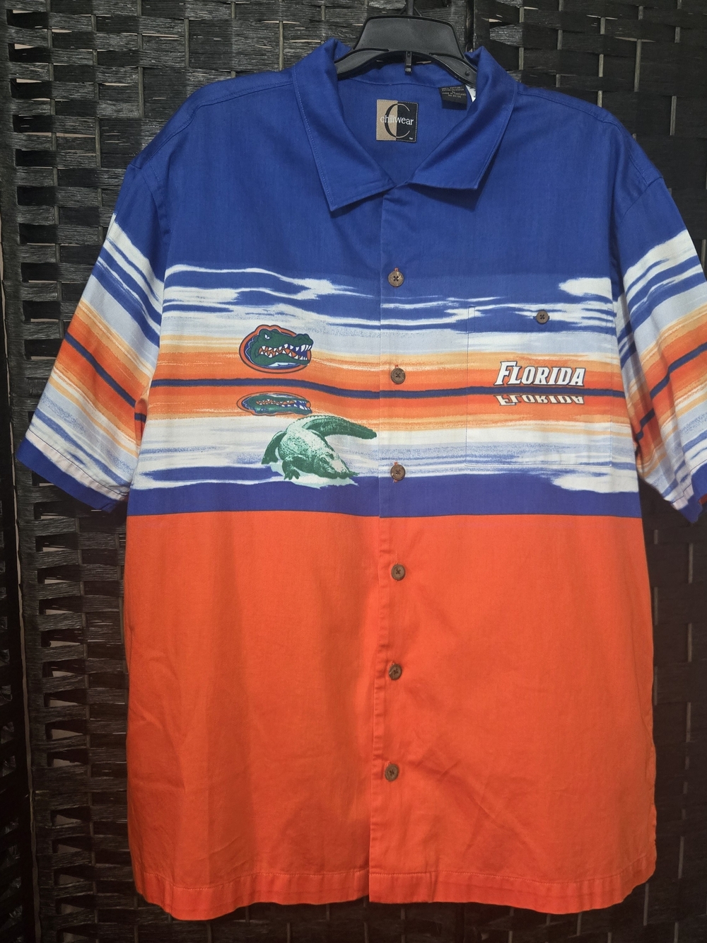 Chiliwear Casual Button-Down Shirt Blue & Orange Florida Gators Large